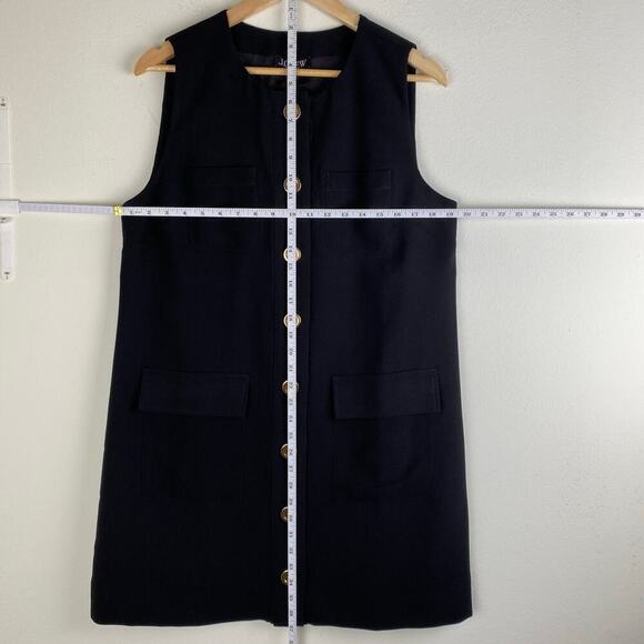 NWT J. Crew Button Front Shift Dress Size M Black Drapey Crepe - Picture 13 of 13